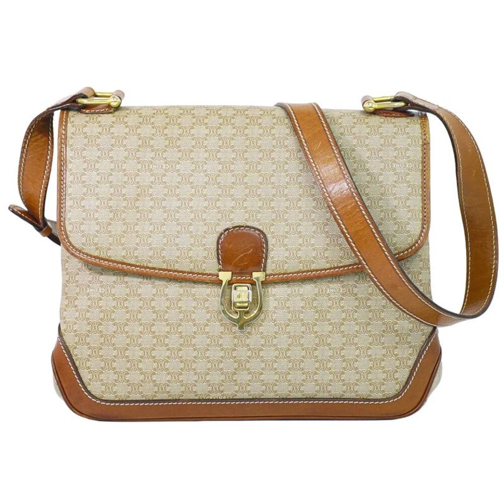 Celine Vintage Macadam Canvas Beige Pvc Shoulder Bag Bag